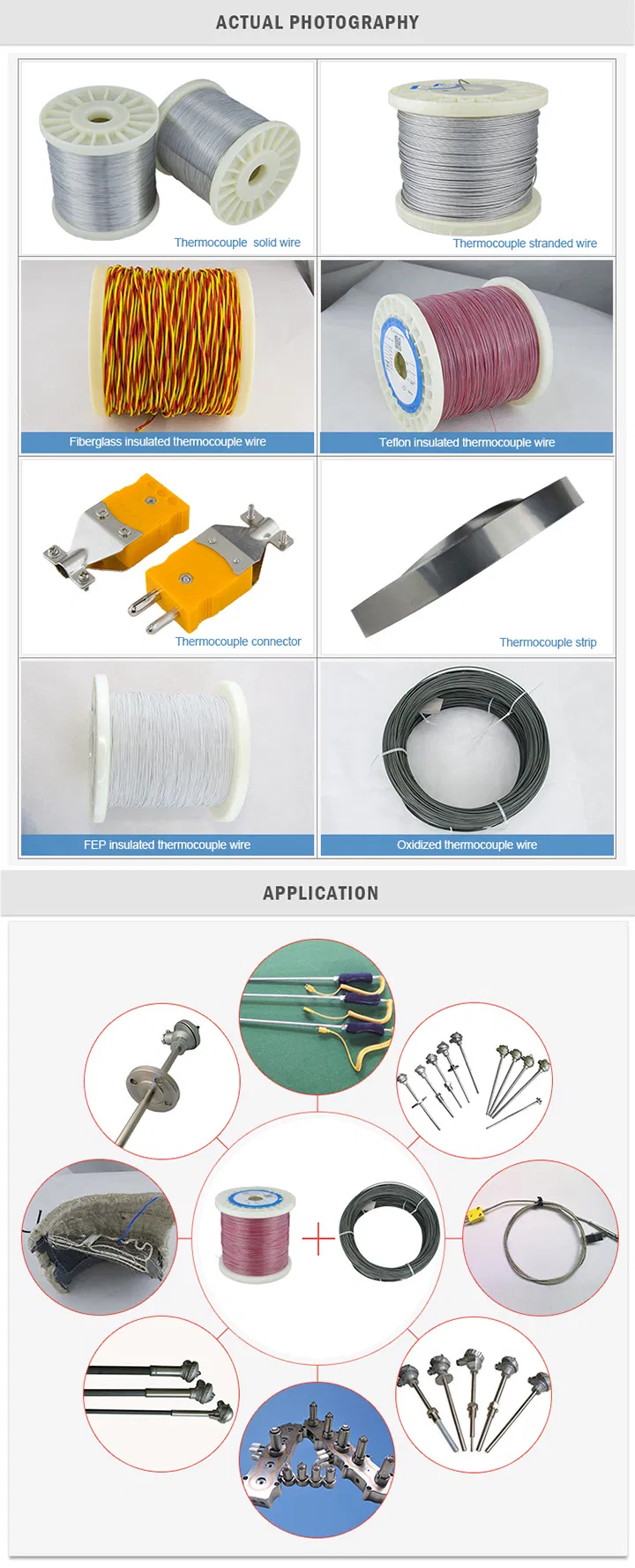 Tipo K Fios de termocouplo Chromel Alumel KP KN 0,01~12mm 1